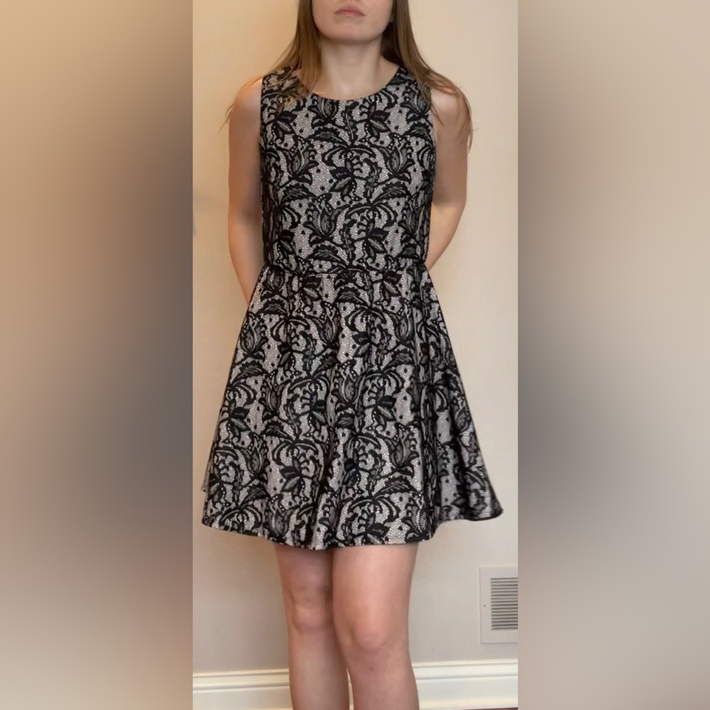 Sleeveless Black Lace Overlay Dress